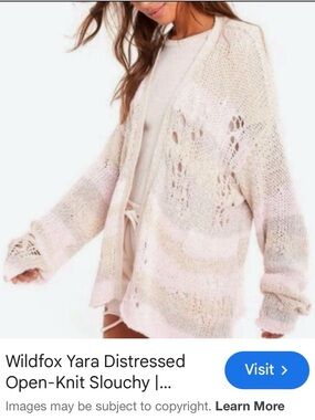 Beautiful Wild Fox Distressed Knitt Cardigan Wrap.